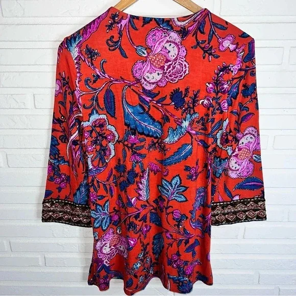 Soft Surroundings Samara Sequins embroidered floral tunic, Women’s Size Small P - Picture 3 of 8